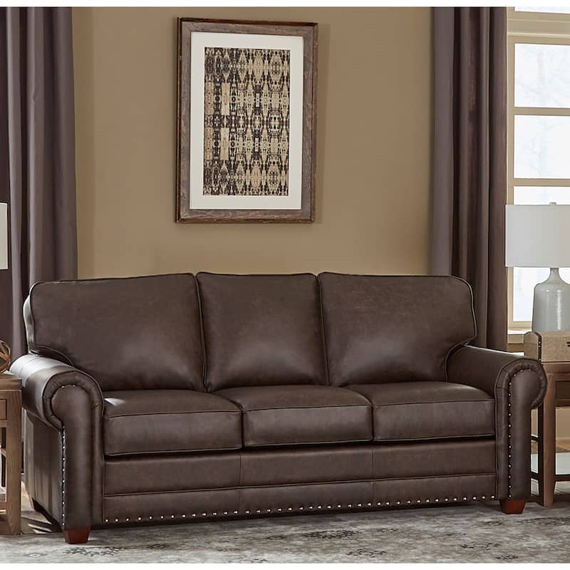 Made in USA Raval Top Grain Leather Sofa Bed - Distressed Brown