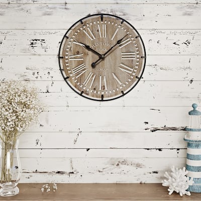 Marcella Round Wood Farmhouse Style Wall Clock - 24"H x 24"W x 1.25"D