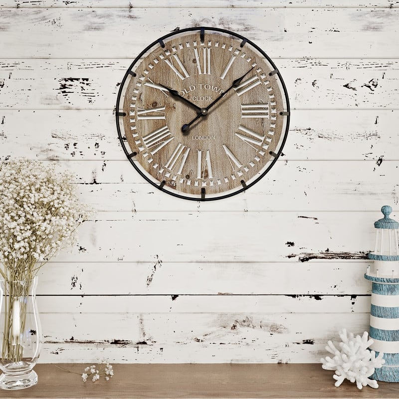 Marcella Round Wood Farmhouse Style Wall Clock - 24"H x 24"W x 1.25"D