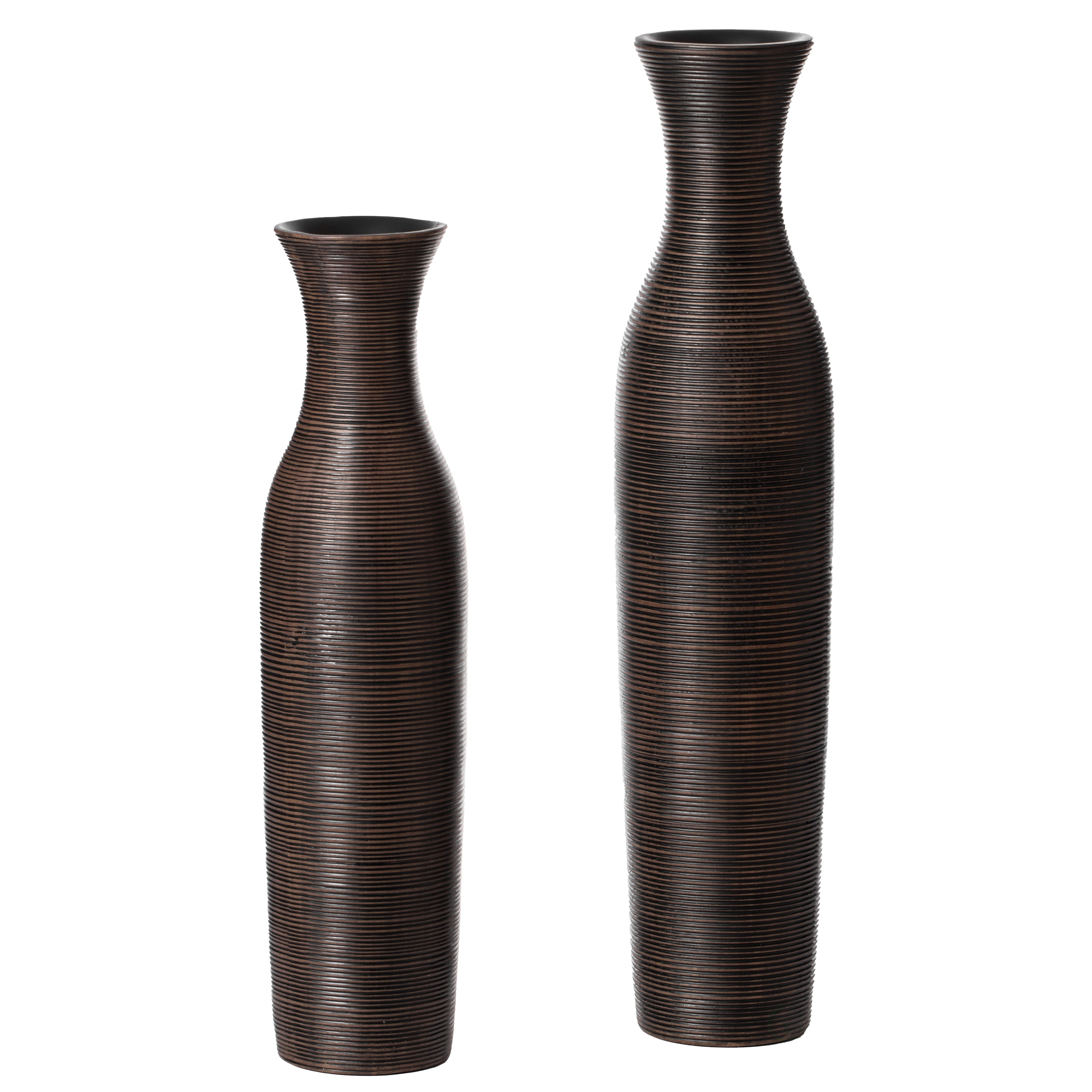 Decorative Conemporary Tall Trumpet Shape Floor Vase, Brown 30 Inch