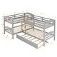 preview thumbnail 10 of 13, Twin L-Shaped Bunk bed with Trundle and Guardrail, Grey