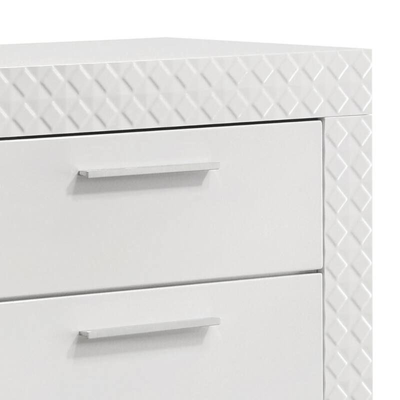 Dema 6 Drawer Wide Dresser, High Gloss White Textured Trim