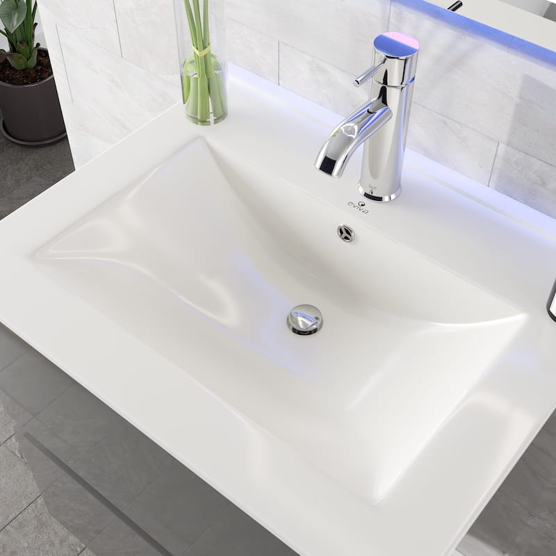 Ikaro 24" Grey Bath Vanity & Porcelain Integrated Sink