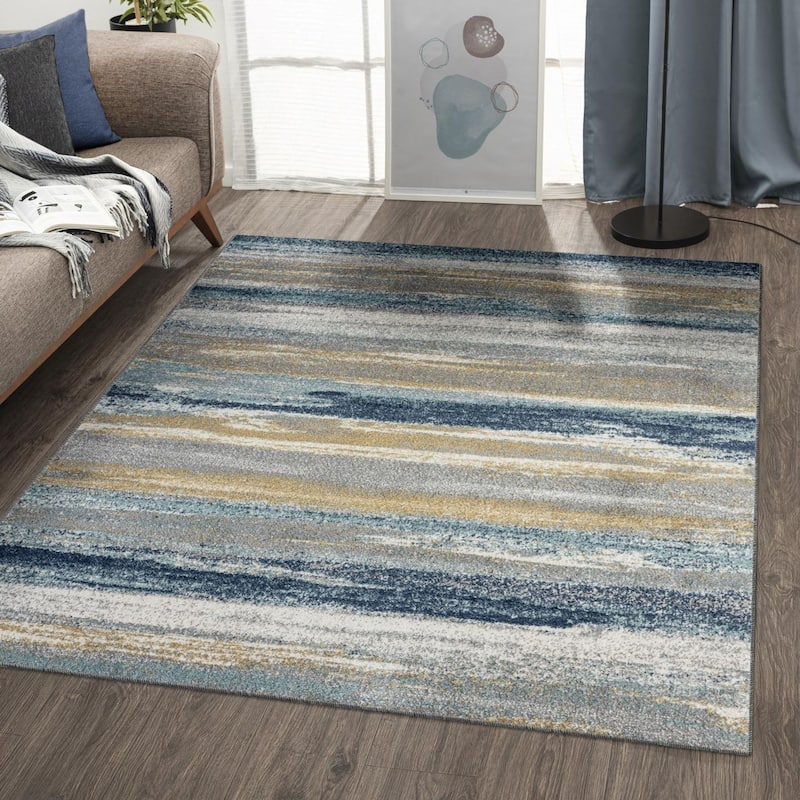 Luxe Weavers Modern Abstract Stripe Area Rug - 4' x 5' - Yellow