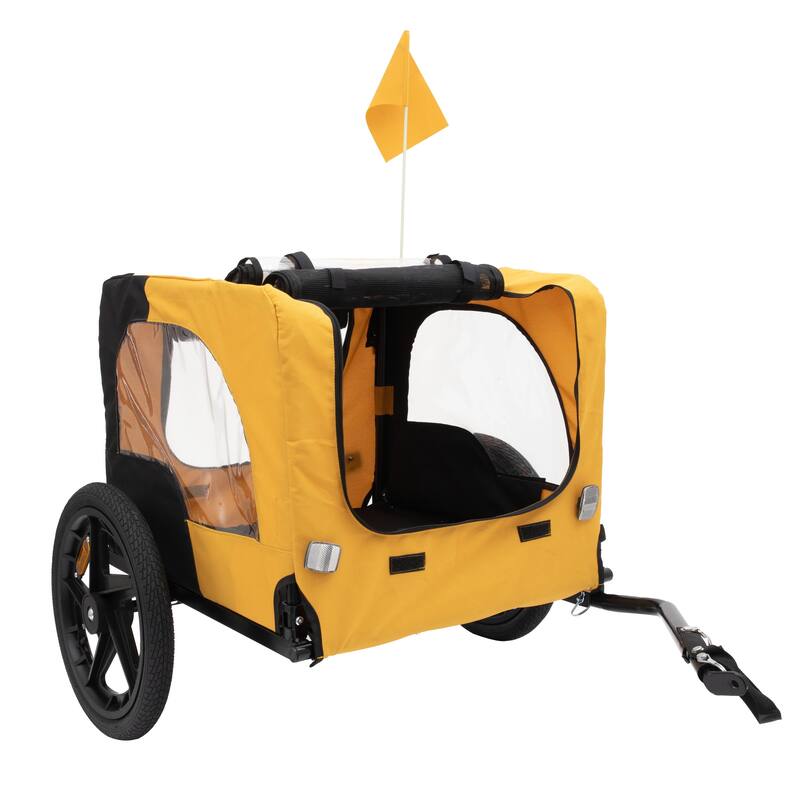 Foldable Dog Bike Trailer with Steel Frame, 16-Inch Wheels, and 88lb Capacity