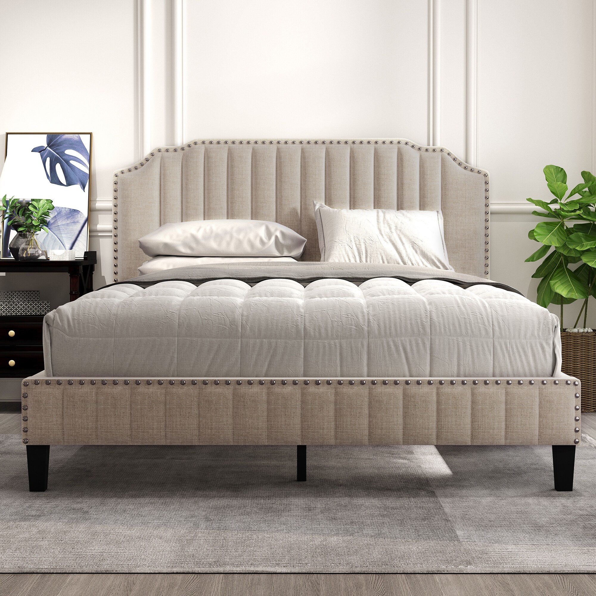 Camelback shop upholstered bed