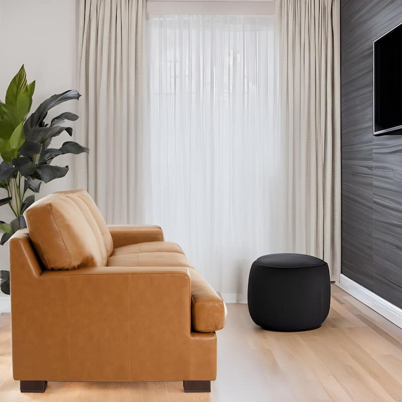 Premium Genuine Leather 3-Seater Sofa with Deep Plush Seating and Goose Feather Cushions for Ultimate Comfort