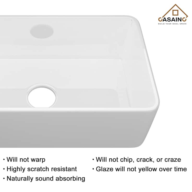 All-in-One Kit Fireclay Single Bowl Farmhouse/Apron-Front Kitchen Sink with Pull Down Sprayer Kitchen Faucet and Accessories