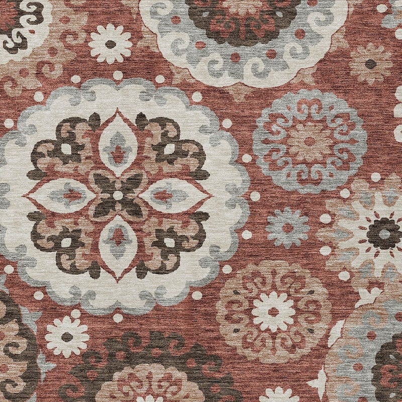HomeRoots Floral Medallion Transitional Rectangle Outdoor Rug