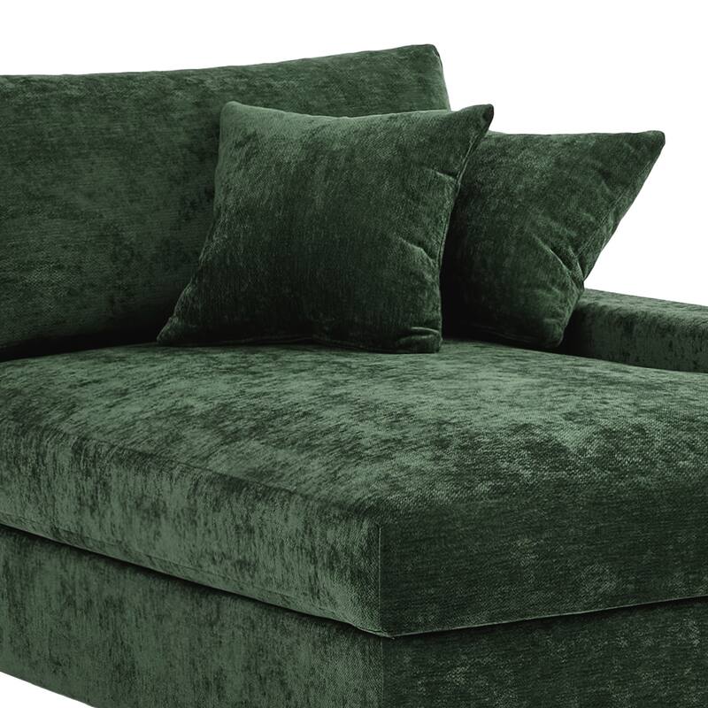 Oversized Chenille Modular Chaise Lounge With Deep Seat