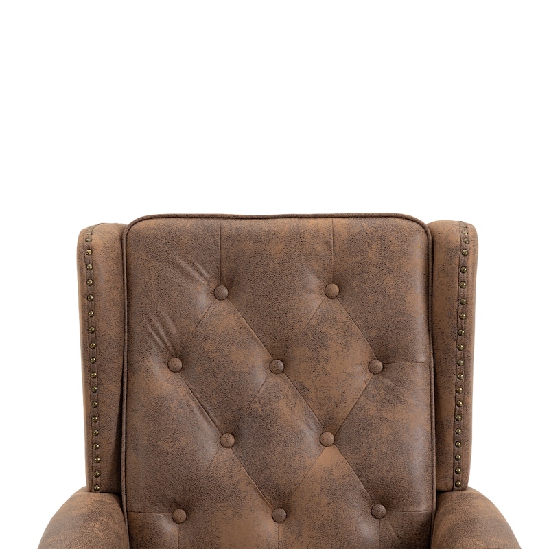 High Back Wood Frame Armchair, Modern Accent Chair Lounge Chair with Wood Legs, Upholstered PU Leather Lounge Chairs