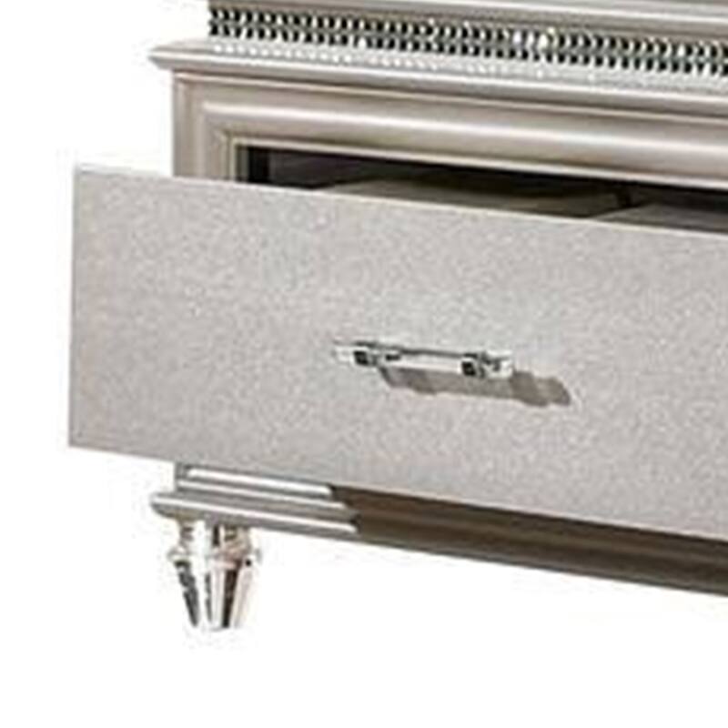 Sam King Bed with LED Lights, Storage, White Tufted Faux Leather