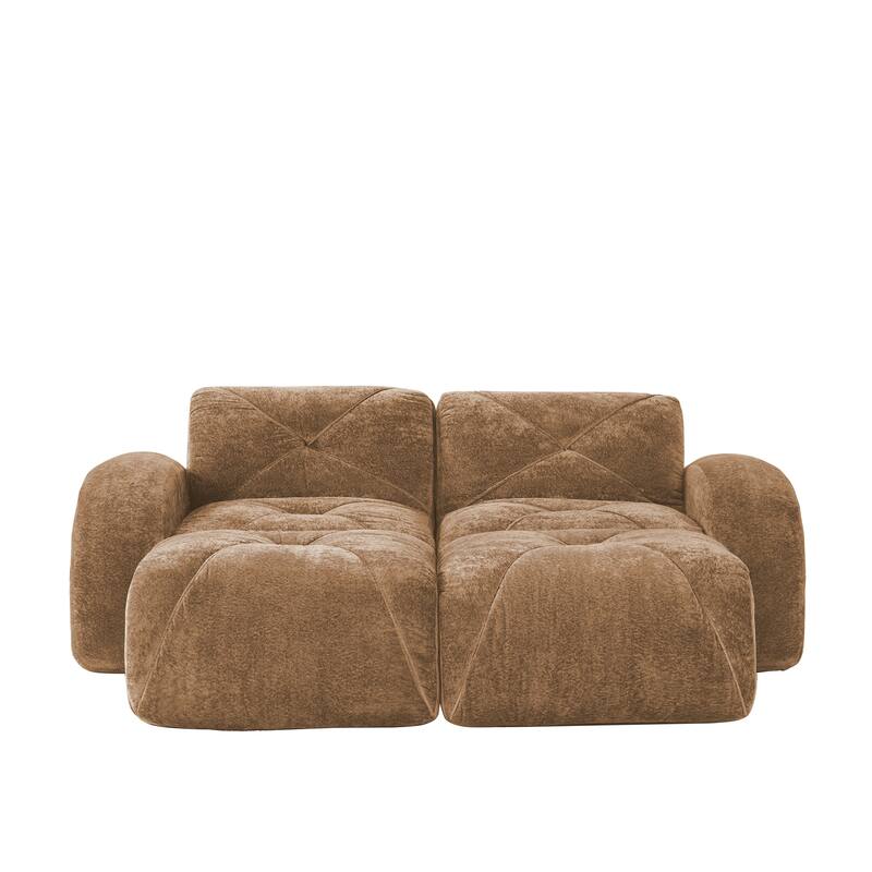 Velvet Tufted Loveseat Sofa Modular Couch, Boneless Deep Seat 2-Seater Couch, Available with/without Ottoman