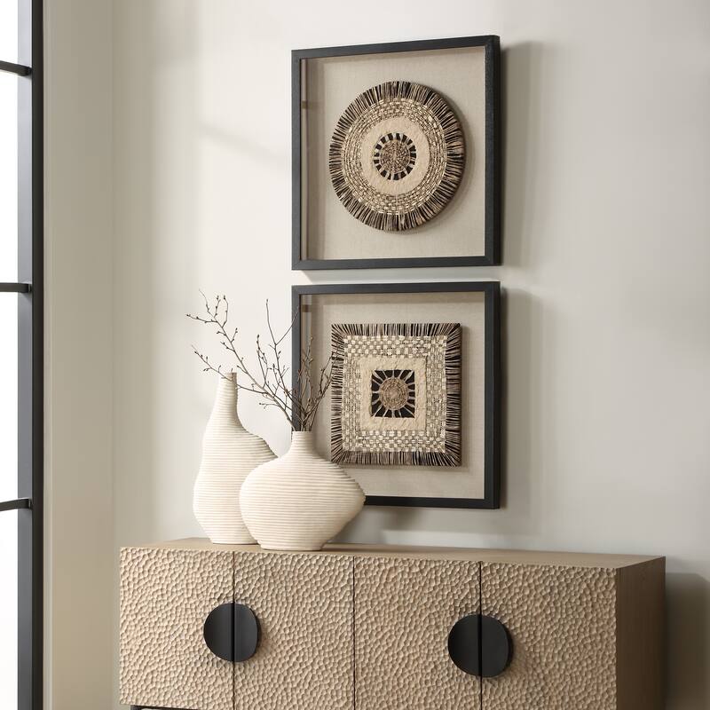 Uttermost Intertwine Knit Paper Shadow Box, Set of 2 - 23.625"H x23.625"W x 2"D