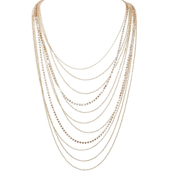 Humble Chic Waterfall Jewel Long Necklace Multi-Strand Statement CZ Rhinestone Chains. Opens flyout.