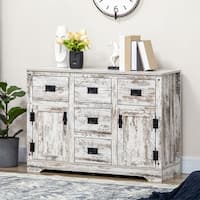 HOMCOM Industrial Kitchen Sideboard, Buffet Cabinet with Five Drawers ...