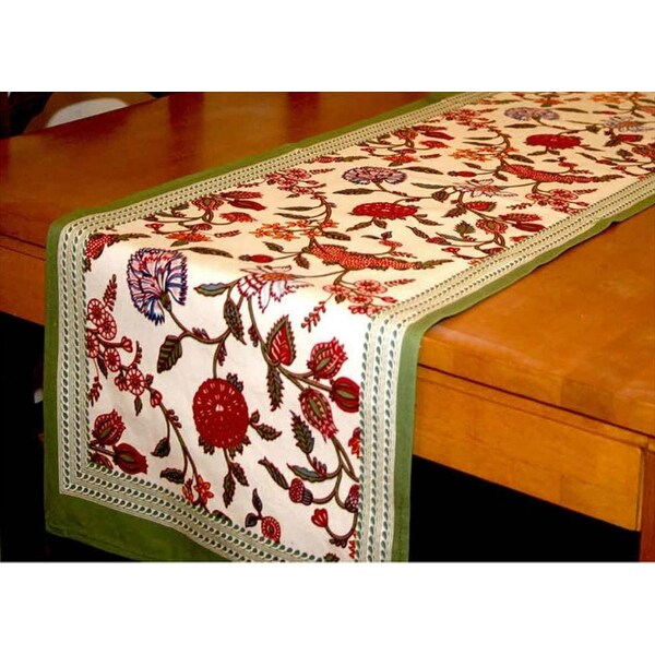 60 by 90-Inch Mahogany P104T9 Rectangle Aria Printed Tablecloth Fuchsia