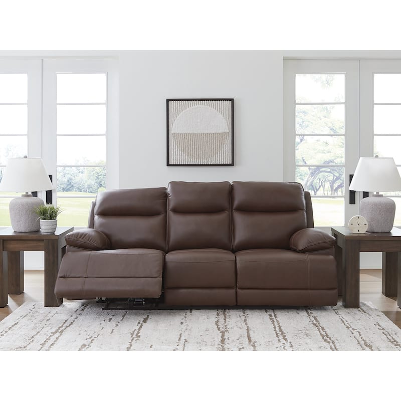 Signature Design by Ashley VonRyan Dark Brown Power Reclining Sofa with Adjustable Headrest - 92"W x 42"D x 42"H