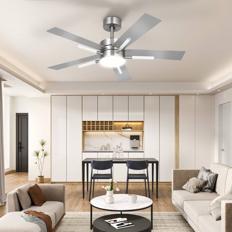 Moasis 5 Blades 60'' Ceiling Fan with Lights and Remote Control,Crystal Rod Design and Memory Function