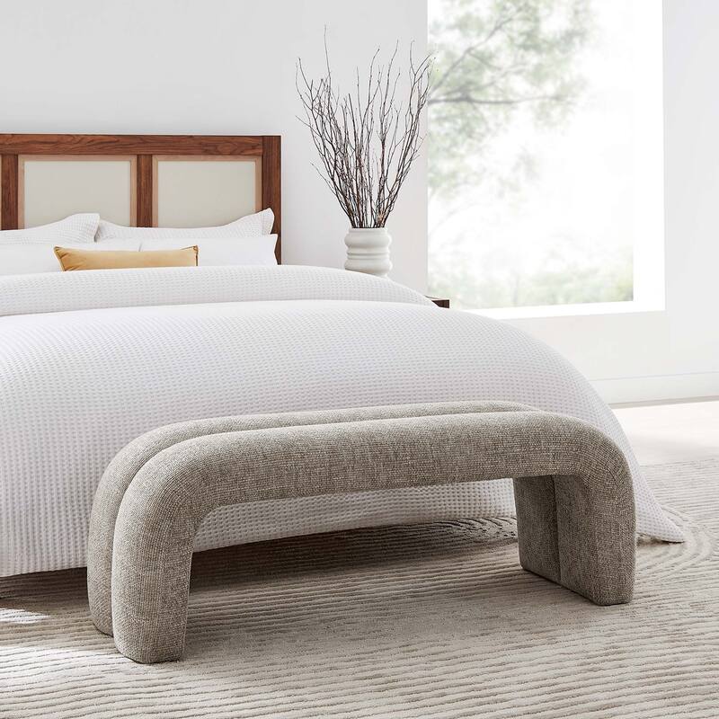 Dax 50.5" Chenille Upholstered Accent Bench - Khaki