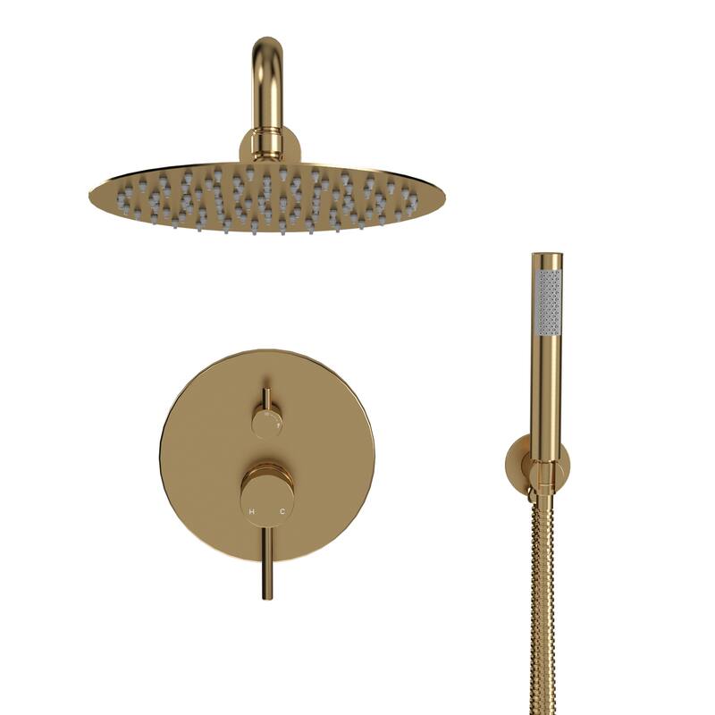 Clihome 10" Wall Rainfall 2 Way Round Shower System