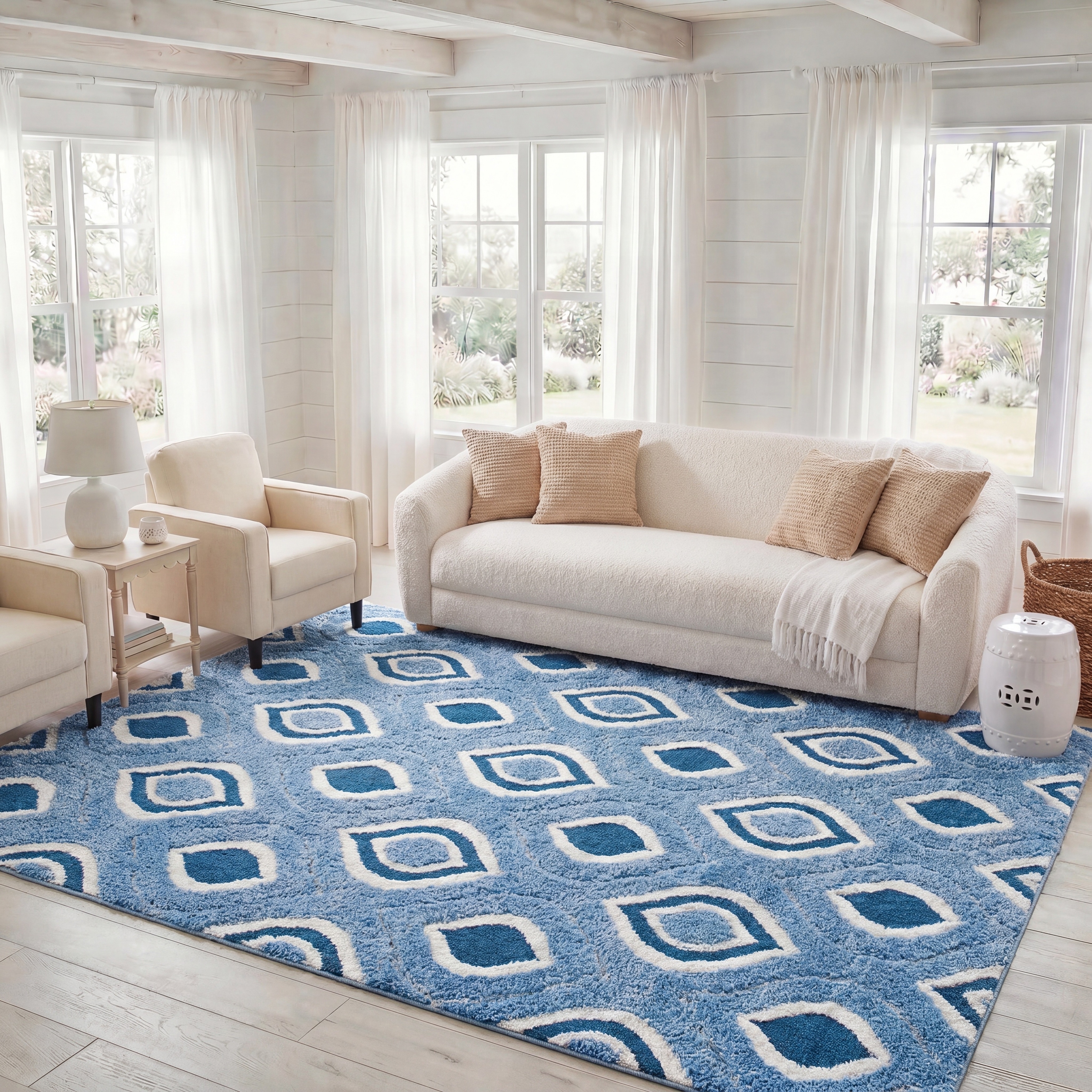 SAFAVIEH, Florida Shag Lulzime Geometric 1.2-inch Thick Rug