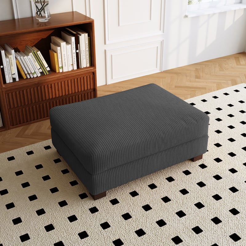 Sofa Corduroy Ottoman with Soild Wood - Grey