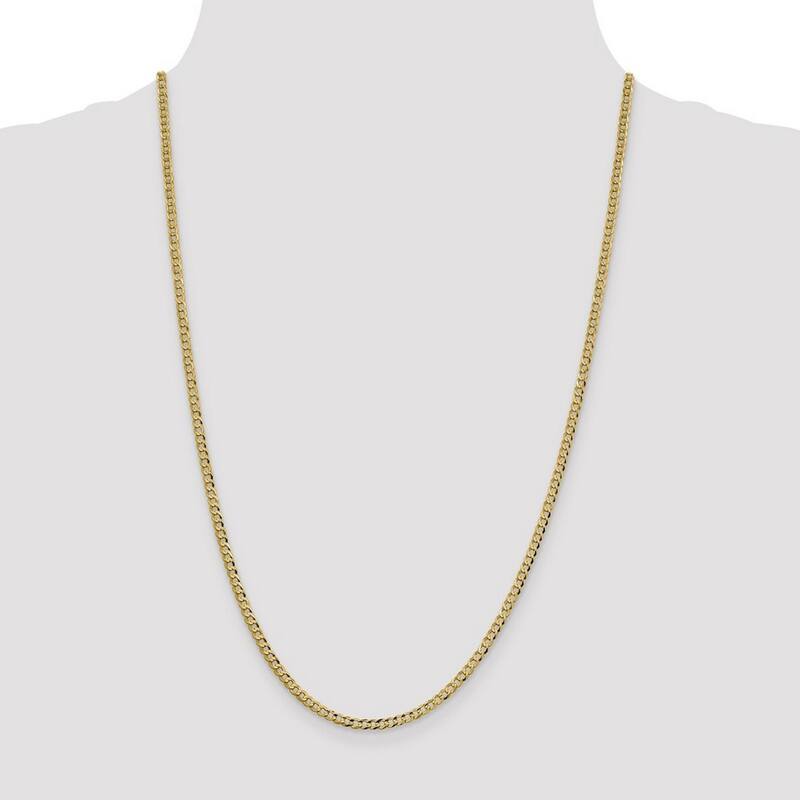 Curata 14k 3.1mm Solid Polished Light Flat Miami Curb Chain Bracelet