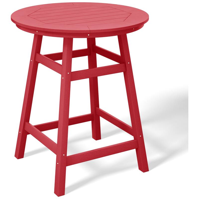 Laguna Hdpe All Weather Outdoor Patio 35" Round Counter Table - Red