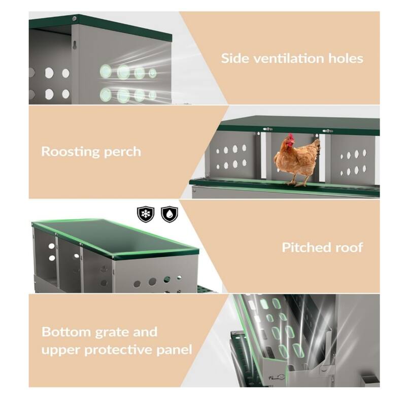 8-Compartment Chicken Nest Box with Egg Collection Tray and 8 Fake Training Eggs Red