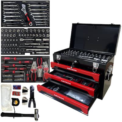 Mechanic Tool Set Kits, 439 Pieces, Hand Box Set in Metal, 3 Drawers