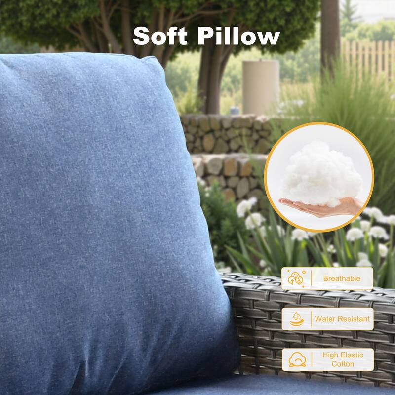 OVIOS 5 Piece Outdoor Wicker Loveseat Rocking Chair Set