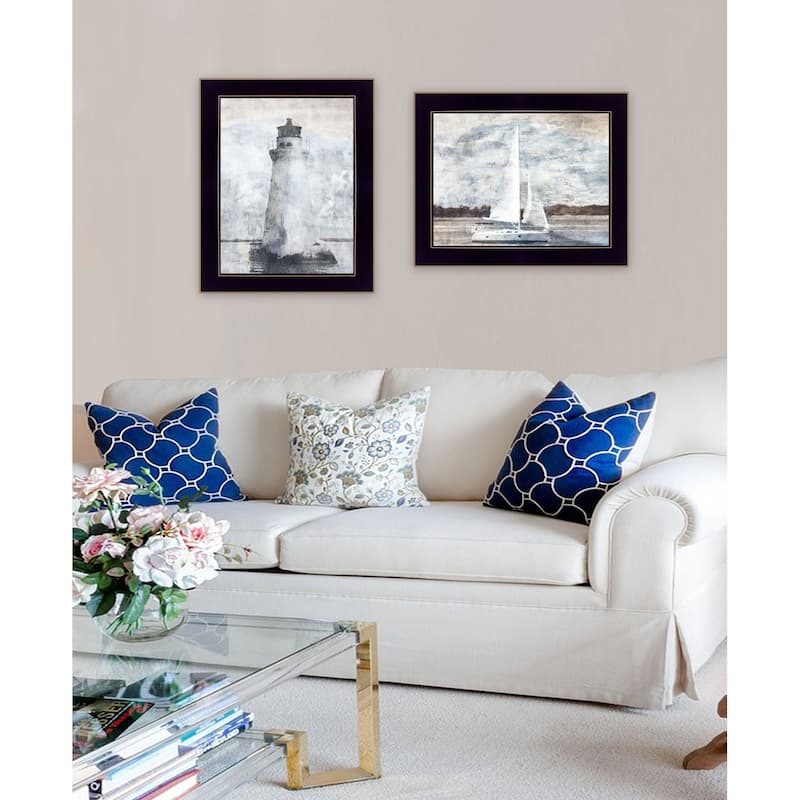 Trendy Decor 4U "The Ocean Blues" Printed Framed Wall Art by Bluebird Barn
