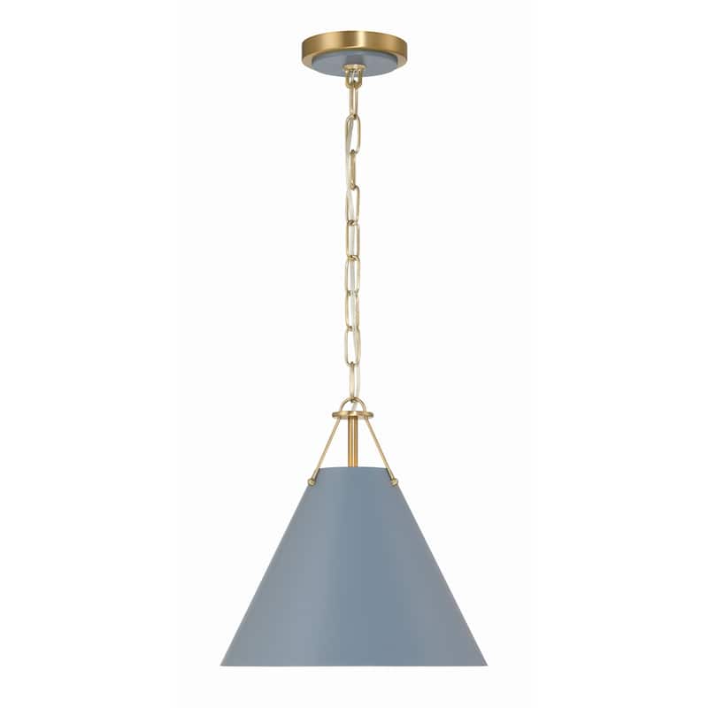 Xavier 1 Light Vibrant Gold and Blue Mini Pendant - 12"W x 12"H x 12"D