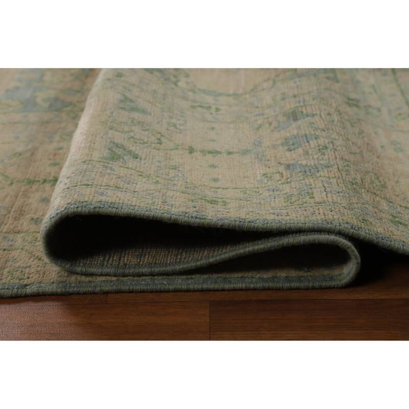 Floral Oushak Turkish Area Rug Hand-Knotted Vegetable Dye Wool Carpet - 7'11"x 9'11"