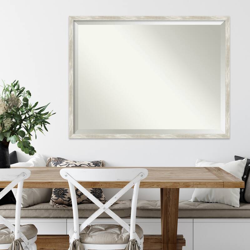 Beveled Wall Mirror - Crackled Metallic Narrow Frame - Crackled Metallic Narrow
