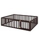preview thumbnail 5 of 12, Queen Size Wood Floor Bed Frame with Fence and Door Montessori Floor Bed with Rails for Kids Boys & Girls
