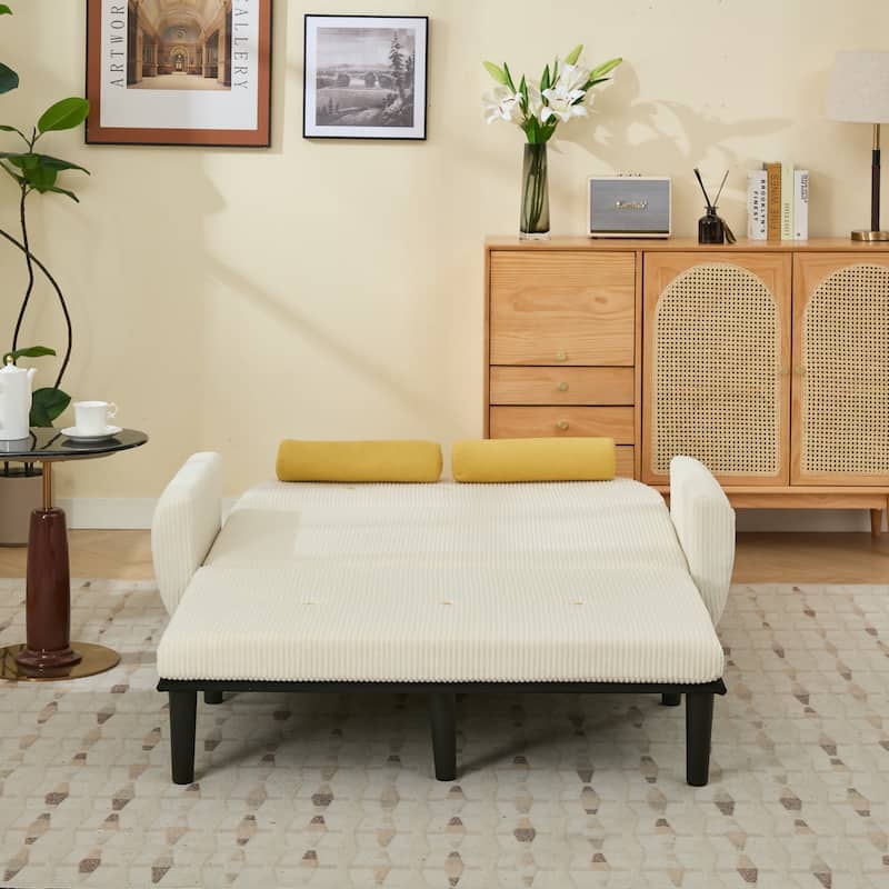 Velvet Sofa Bed, Loveseat with Adjustable Backrest, Sleeper Sofa Daybed with Built-In USB Port