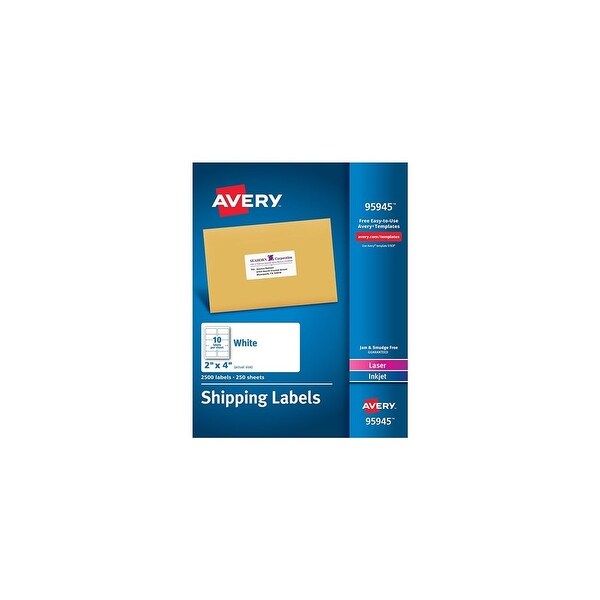 Avery 95945 White Shipping Labels w/ Label Size: 2 x 4 & Laser/Inkjet Print Technology ...