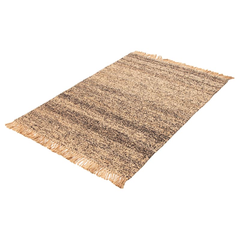 ECARPETGALLERY Flat-Weave Palas Denizli Brown Jute Kilim - 5'3 x 7'3