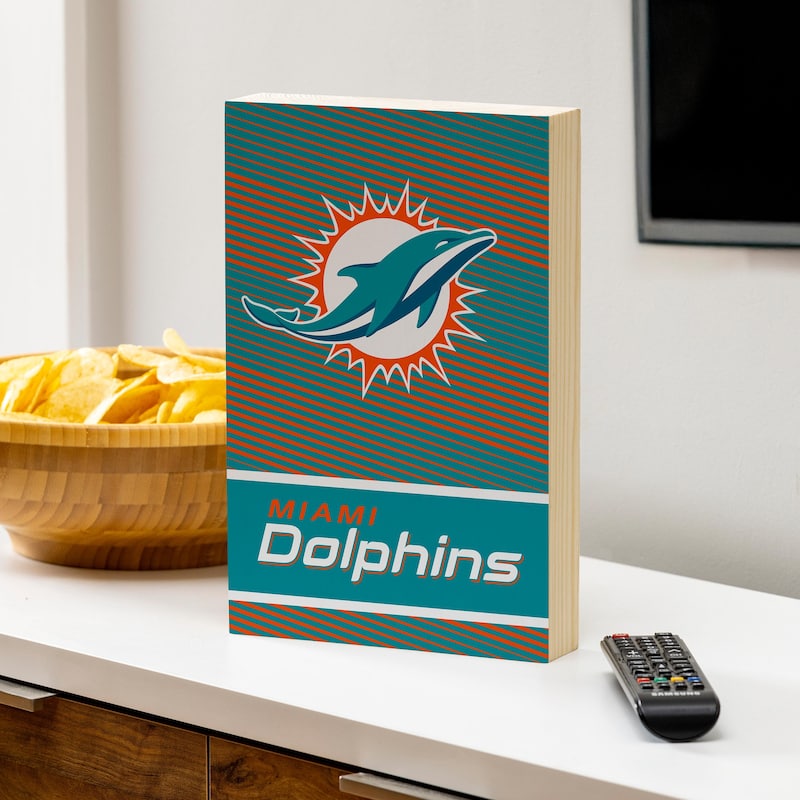 Miami Dolphins Wooden Tabletop Mantel Shelf Sign - 8" x 12"