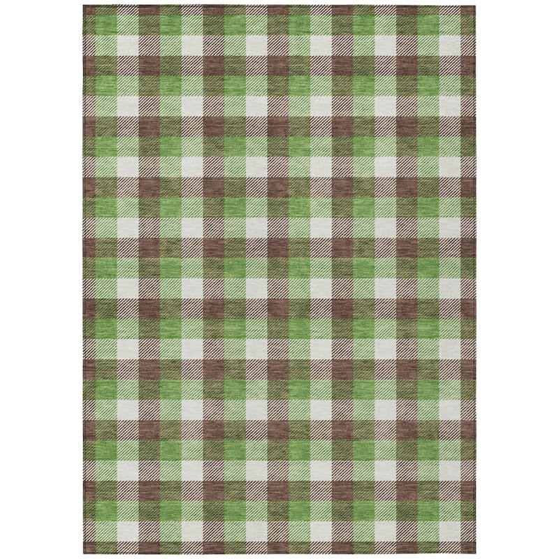 HomeRoots Plaid Transitional Rectangle Outdoor Rug