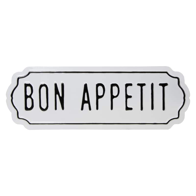 Metal "Bon Appetit" Sign Wall Decor - 14" - Black and White