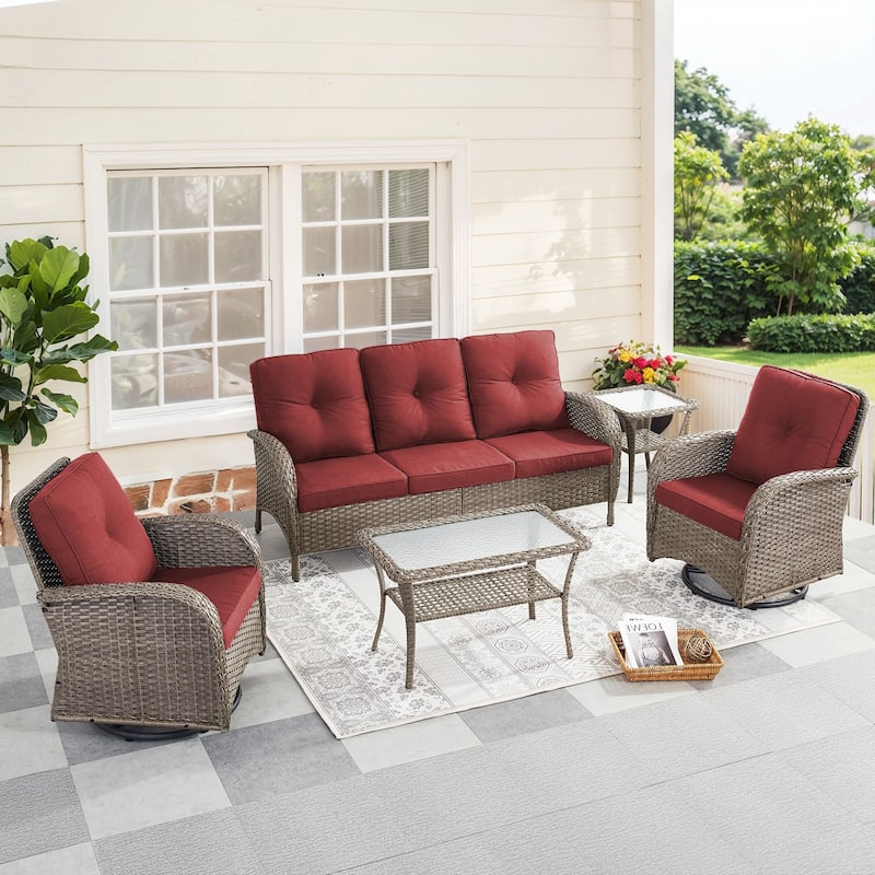 Outdoor Swivel Rocker Chairs with Sofa Table