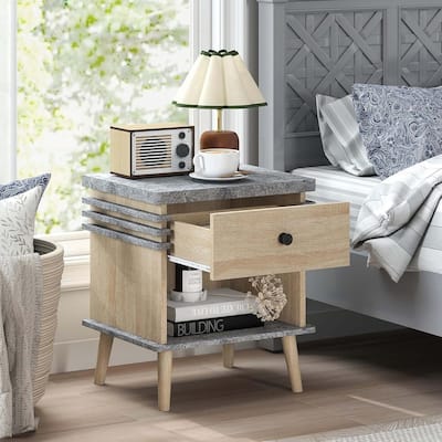 Bedside Table Color Blocking Sofa Side End Table Marble Night Stand