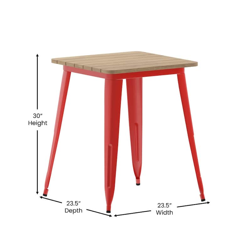 23.75" SQ Commercial Poly Resin Restaurant Table with Steel Frame - 23.5"W x 23.5"D x 30"H