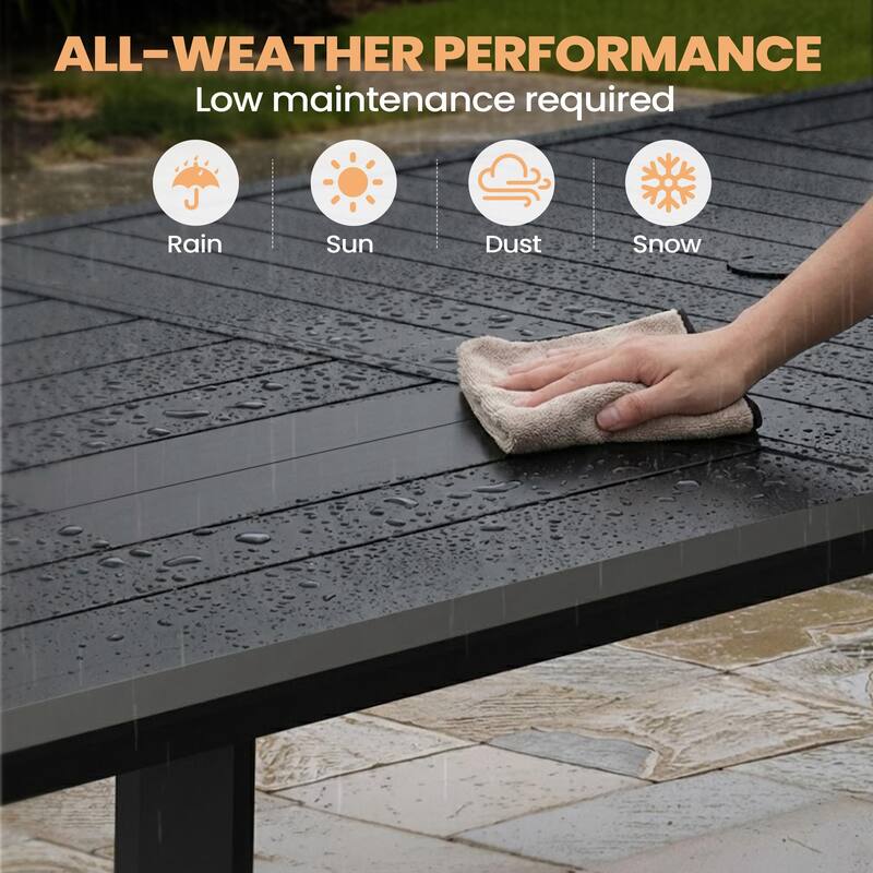 9-PC Outdoor Patio Aluminum Dining Set Table With Dining Chairs Sunbrella Seat&Back Cushions Umbrella Hole