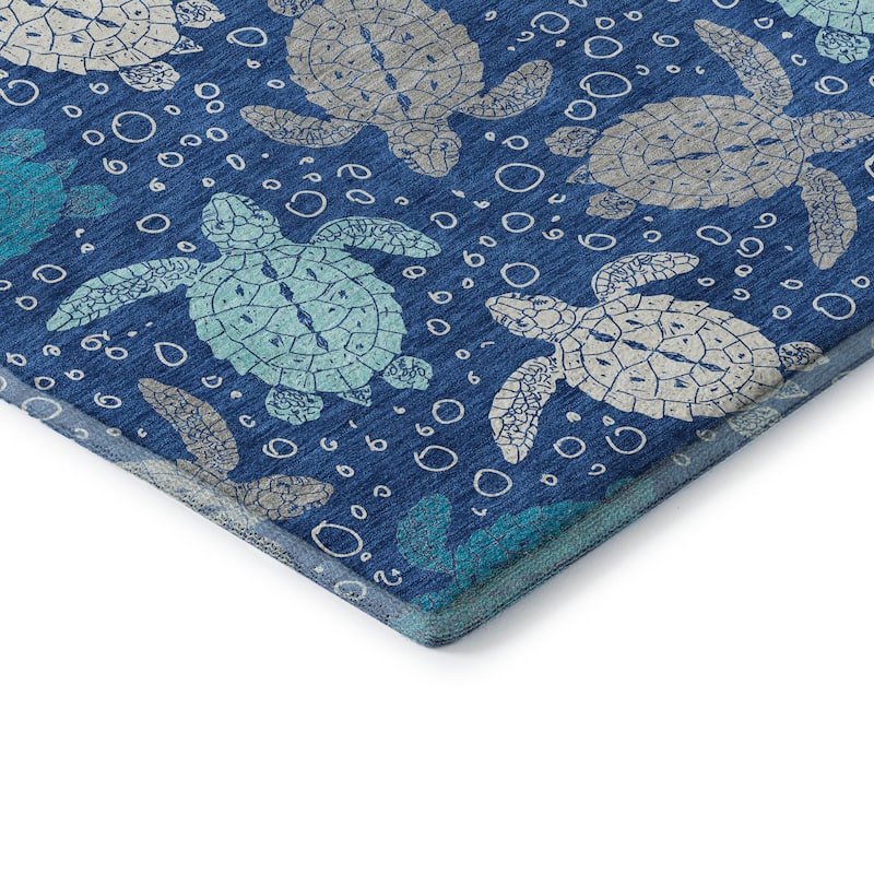 Premium Washable Super Soft Coastal Turtles Mayfield Rug