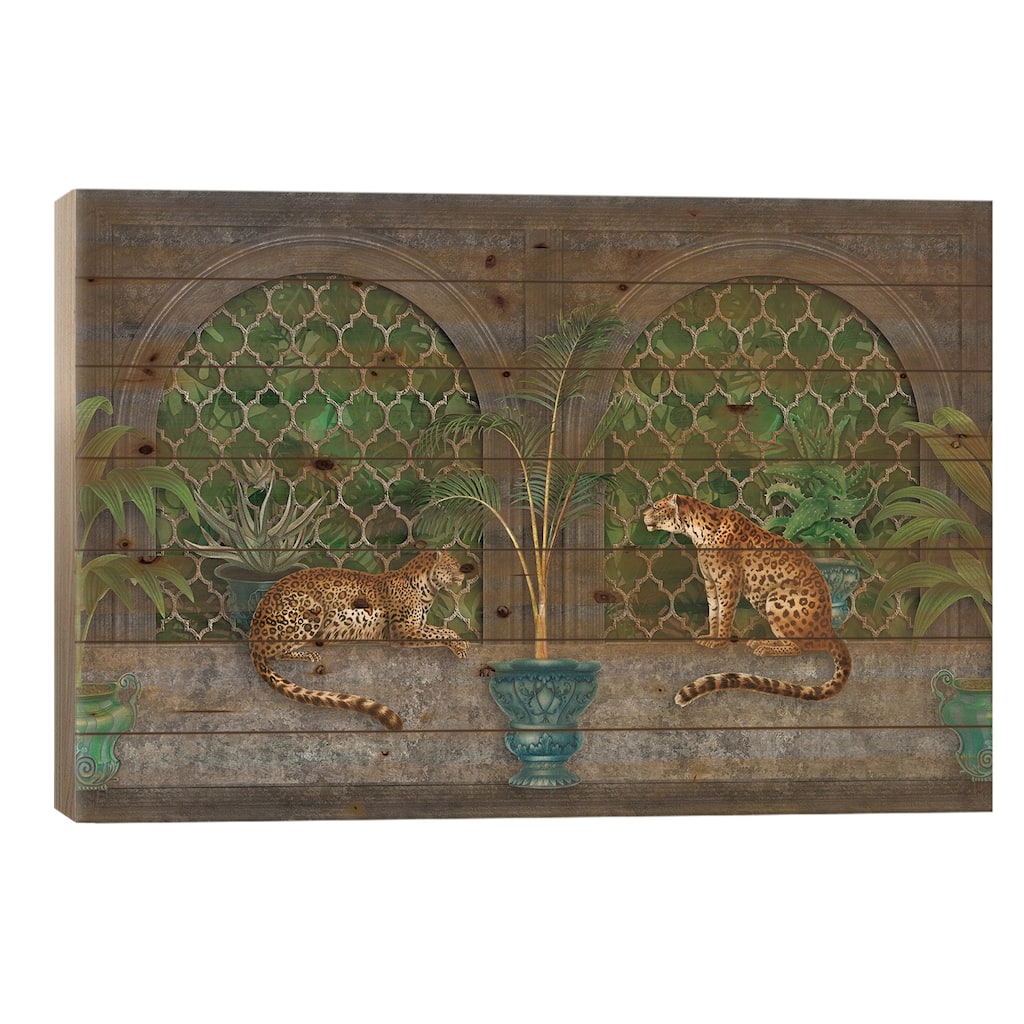 Lost Jungle Palace (Cheetahs) Print On Wood by Andrea Haase - Multi-Color