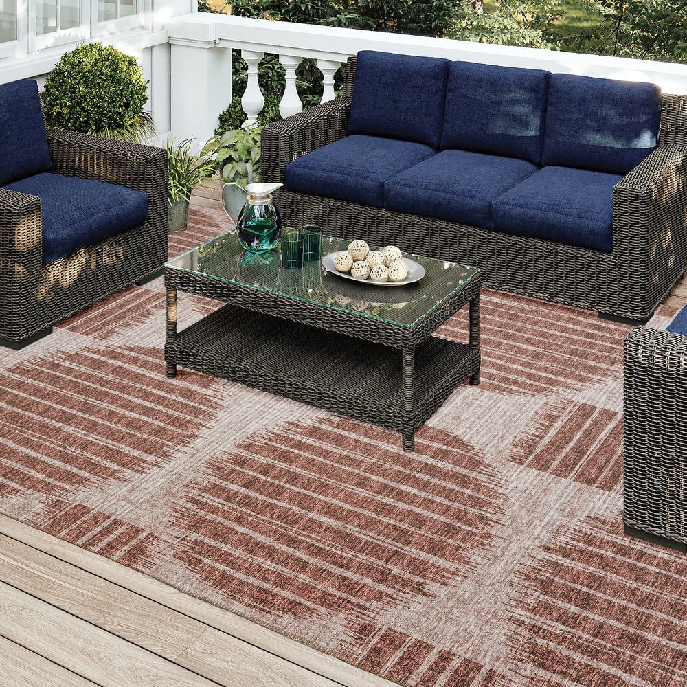 Indoor/ Outdoor Yuma Circles Washable Rug